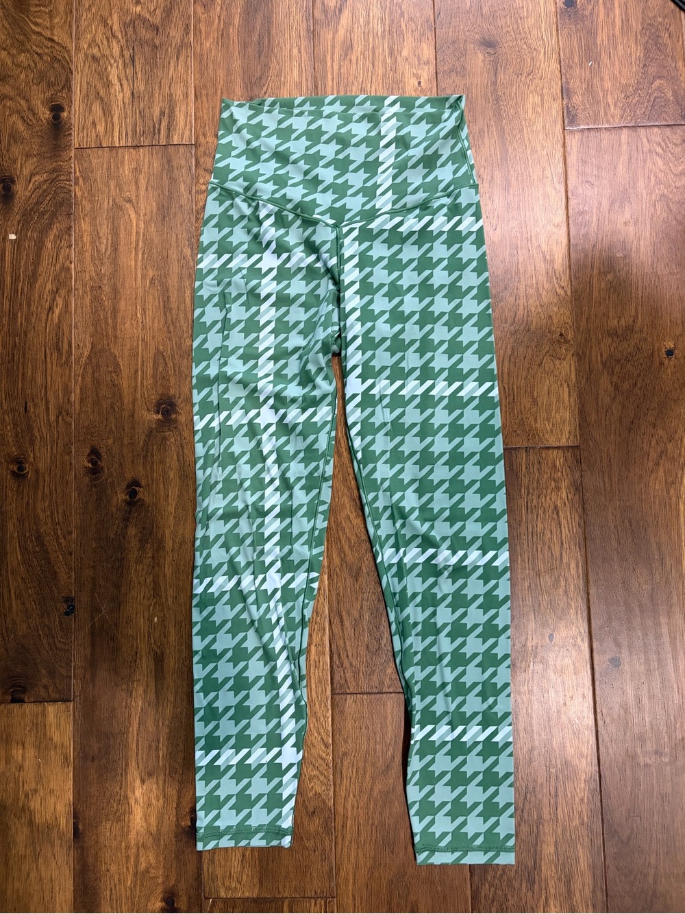 Aerie Green Houndstooth High-Rise Leggings